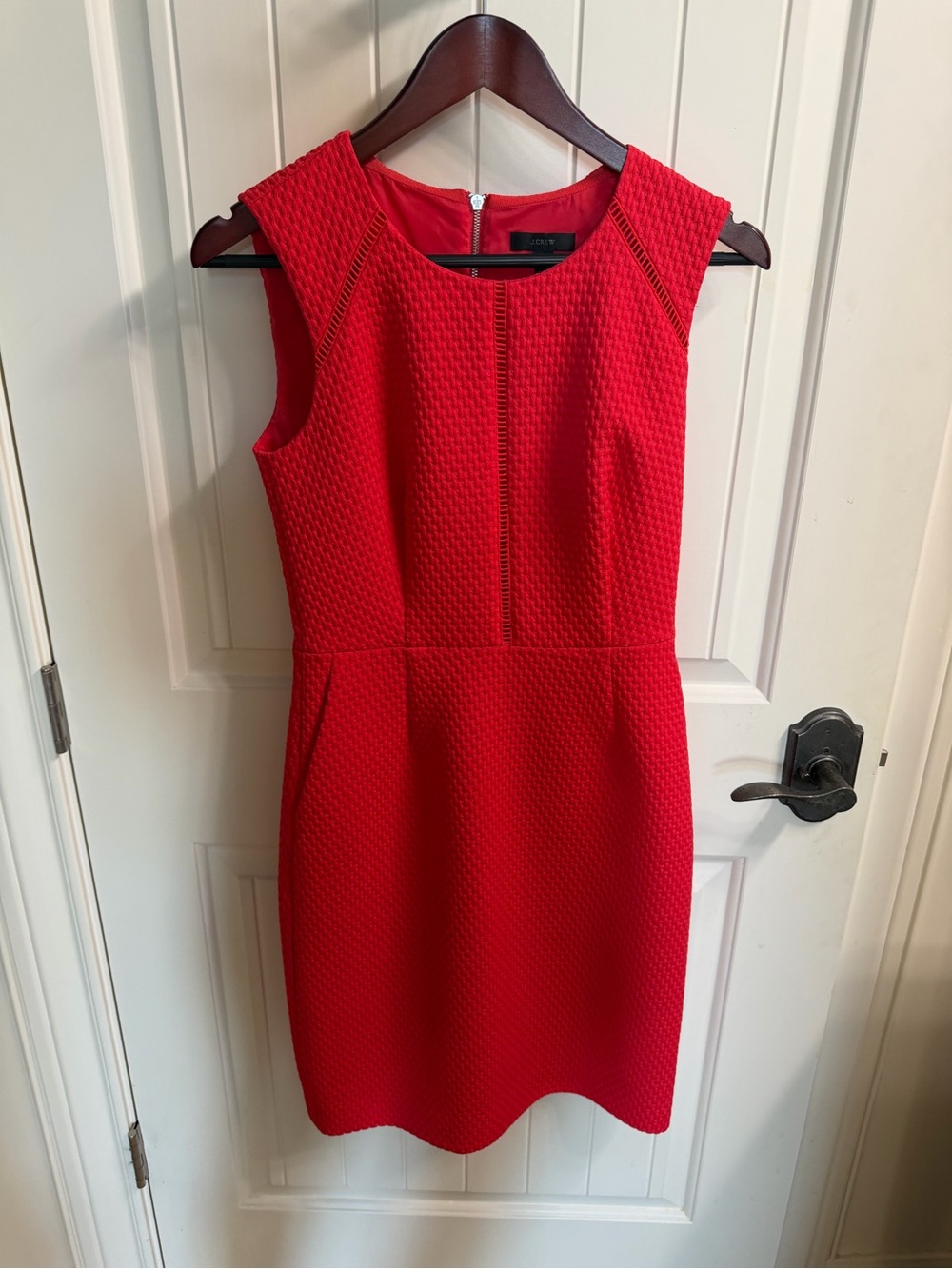 J. Crew Coral Red Textured Sleeveless Sheath Dress